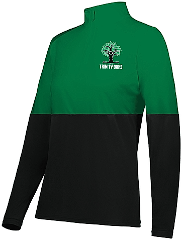 Trinity Oaks Ladies Black / Kelly Green 1/4 Zip Pullover