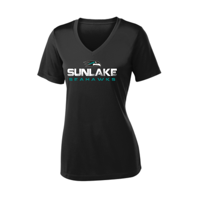 Sunlake Ladies Straight Logo Dri-Fit V-Neck