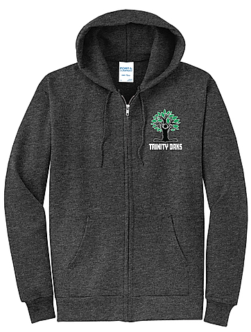 Trinity Oaks Dark Heather Grey Full-Zip Hooded Sweatshirt