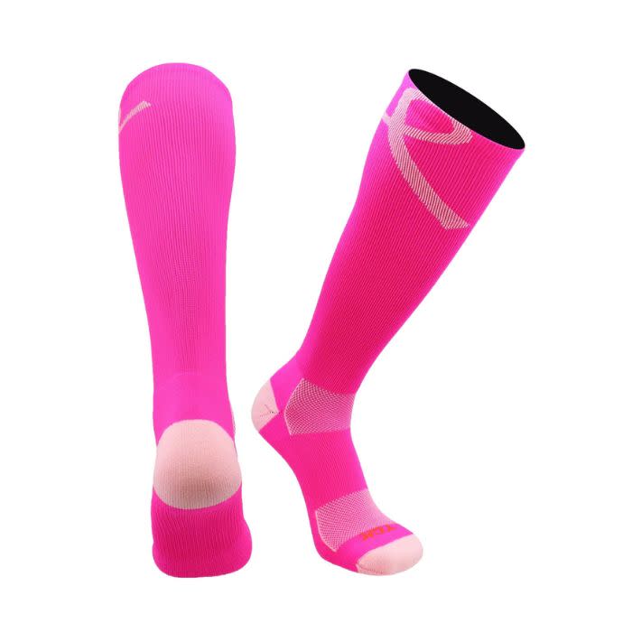 Pink Ribbon Awareness Socks Hot Pink / Light Pink