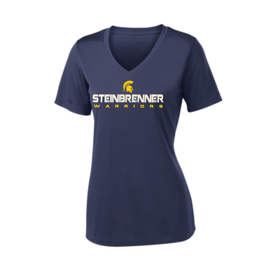 Steinbrenner Ladies Straight Logo Dri-Fit V-Neck